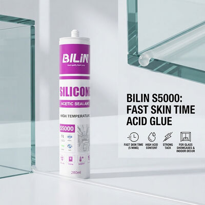 Quality Fast Skin Time Acid Glass Silicone Sealant Strong Tack Glue For Glass Showcase And Indoor Decoration factory